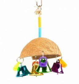 Duvo+ Zabawka Dla Ptaków Z Kokosa z Dzwonkami 27,5x7x7cm