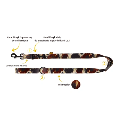 Dingo City Texas Taśmowa Smycz dla Psa Brązowa 3/220cm