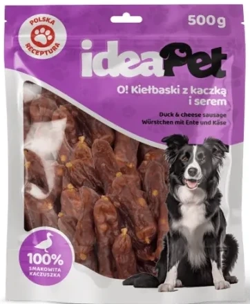Ideapet Przysmak dla Psa Kiełbaski Kaczka Ser 500g