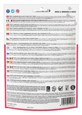 Woolf Przysmak Pies 100g Duck&Rawhide Twister