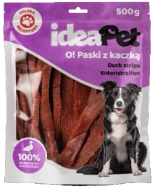 Ideapet Przysmak dla Psa Miękkie Paski z Kaczką 500g