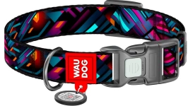 WAUDOG Obroża Dla Psa Czarna Światy Adresówka QR S