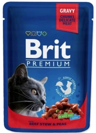 Brit Premium Cat Adult Wołowina + Groszek saszetka 100g
