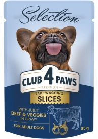 Club4Ł Pies Saszetka 85g Plastry Wołowina Warzywa