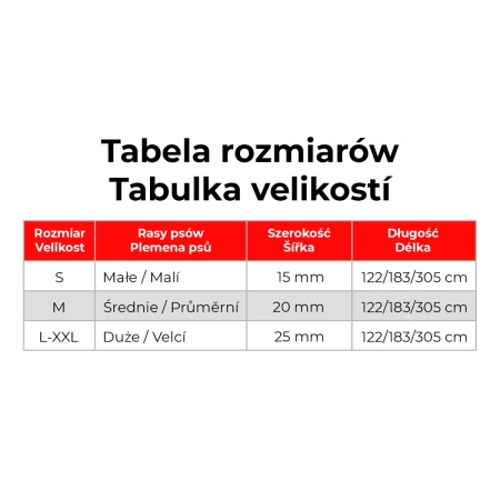 WAUDOG Wodoodporna Smycz dla Psa 2,0/305cm Czerwona