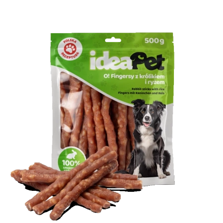 Ideapet Przysmak dla Psa Fingersy Królik Ryż 500g