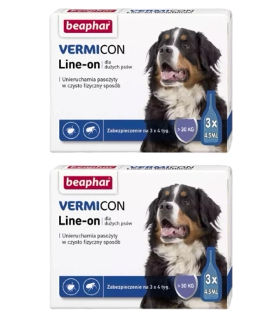 Beaphar Vermicon Krople Na Pchły Kleszcze Dla Psa L 2x3szt 4,5ml