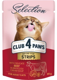 Club4Ł Kot 80g Paski Wołowina z Brokułami