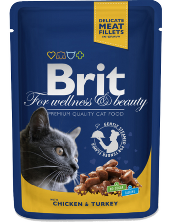 Brit Premium Cat Adult Kurczak + Indyk saszetka 100g