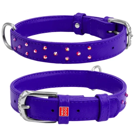WAUDOG Glamour Skórzana Obroża Dla Psa Fiolet QR M