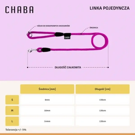 Chaba Smycz dla Psa Linka M Fioletowa 10mm/2,6m