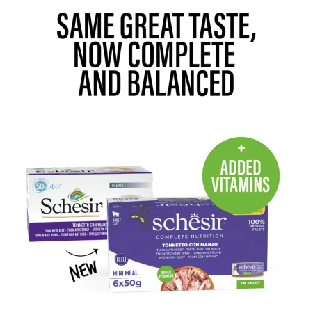 Schesir Karma Dla Kota Multipak Tuńczyk Wołowina 6x50g