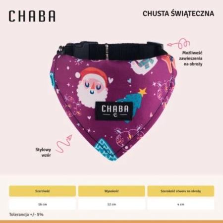 Chaba Chusta Świąteczna Do Obroży Dla Psa Burgund 16x12cm