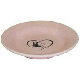 Yarro Miska Ceramiczna Dla Kota Z Serduszkiem Róż 15,5x3 cm