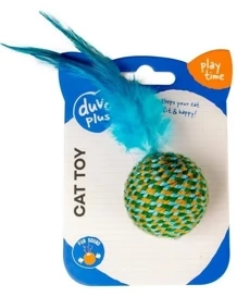 Duvo+ Zabawka dla Kota Piłka z Piórkiem Zielona