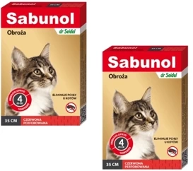 Sabunol Obroża Dla Kota Na Pchły Czerwona 2x35cm