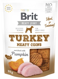 Brit Jerky Turkey Meaty Coins 80g, przysmak dla psa