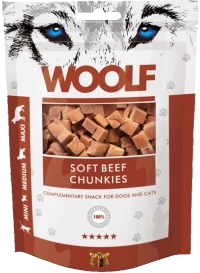 Woolf Przysmak Pies Soft Beef Chunkies, 100g