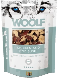 Woolf Przysmak Pies Chicken Cod Sushi, Kurczak Dorsz, 100g