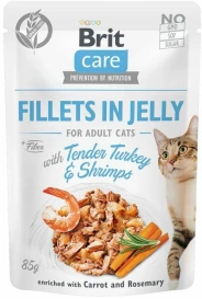 Brit Care Fillets in Jelly Tender Turkey & Shrimps saszetka 85g dla kota