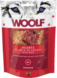 Woolf Przysmak Pies Hearts Of Duck Or Chicken With Rice, 100g