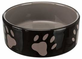Trixie Miska ceramiczna czarna w szare łapki 0,8l/16cm