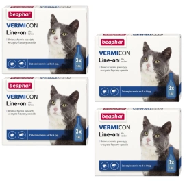 Beaphar Vermicon Krople Dla Kota Kleszcze Pchły 4x3szt