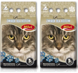 Miluś Premium Żwirek Dla Kota Bentonitowy 2x5l
